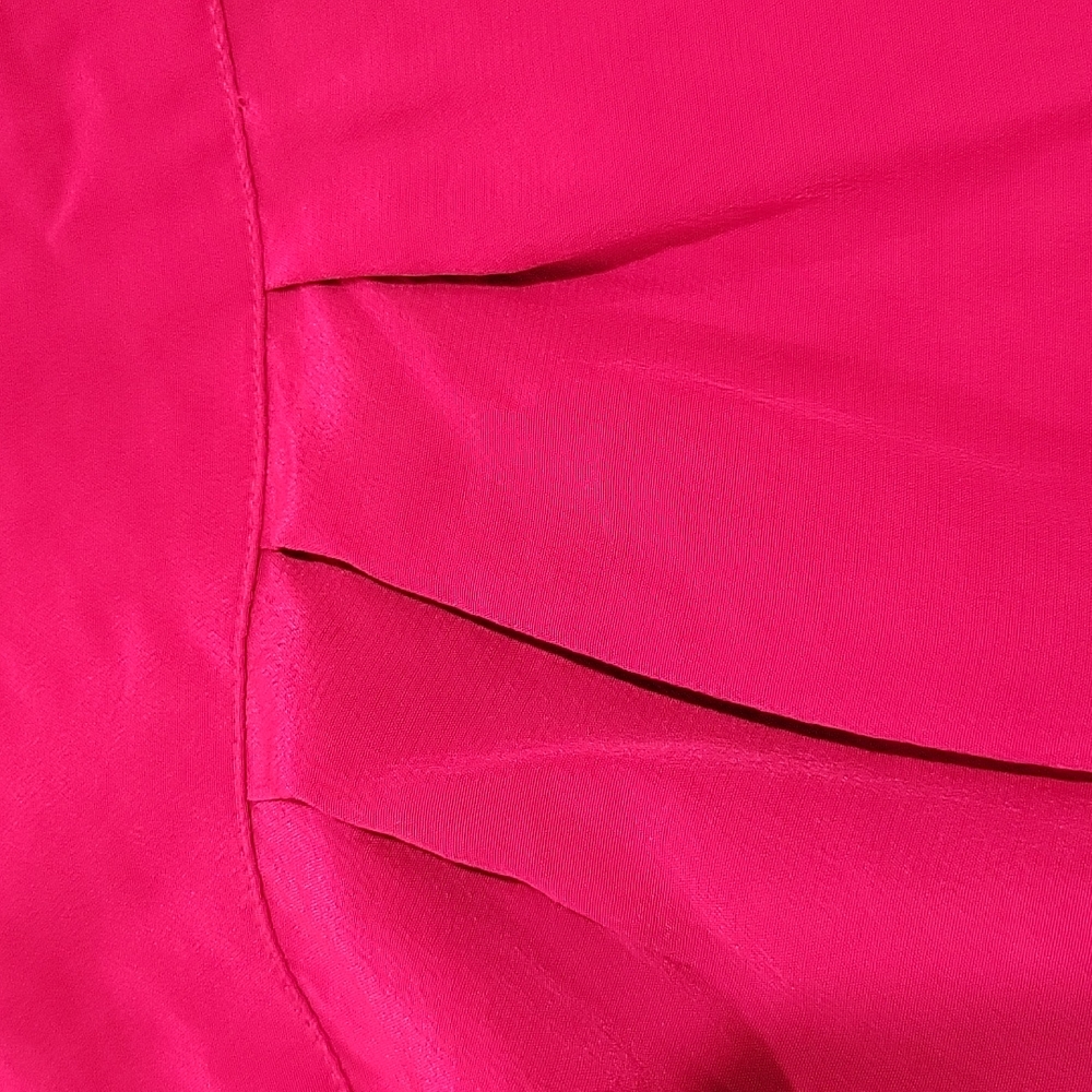 Halston III fushia neck scarf silk shirt dress 8 - Picture 8 of 11